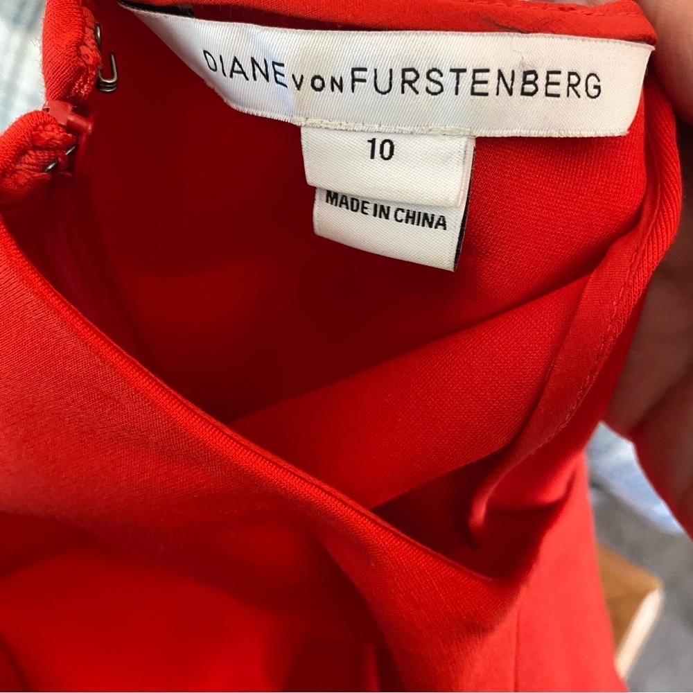 Diane Von Furstenberg Evita Sheath Dress Bright Red Above Knee Sleeveless: 10 - Picture 6 of 12